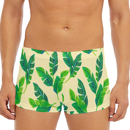 Tropical Banana Palm Leaf Pattern Print Men's Short Boxer Briefs