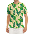 Tropical Banana Palm Leaf Pattern Print Men's Short Sleeve Rash Guard