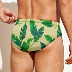 Tropical Banana Palm Leaf Pattern Print Men's Swim Briefs