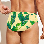 Tropical Banana Palm Leaf Pattern Print Men's Swim Briefs