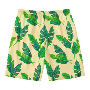 Tropical Banana Palm Leaf Pattern Print Men's Swim Trunks