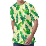 Tropical Banana Palm Leaf Pattern Print Men's Velvet T-Shirt