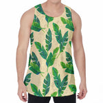 Tropical Banana Palm Leaf Pattern Print Men's Velvet Tank Top