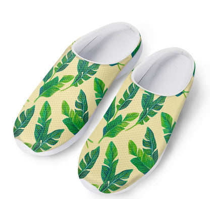 Tropical Banana Palm Leaf Pattern Print Mesh Casual Shoes