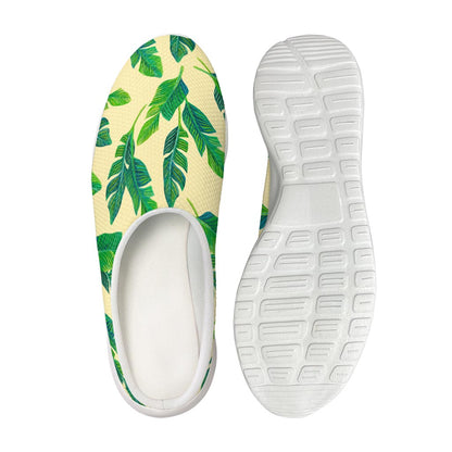 Tropical Banana Palm Leaf Pattern Print Mesh Casual Shoes
