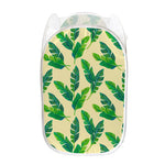 Tropical Banana Palm Leaf Pattern Print Mesh Laundry Hamper