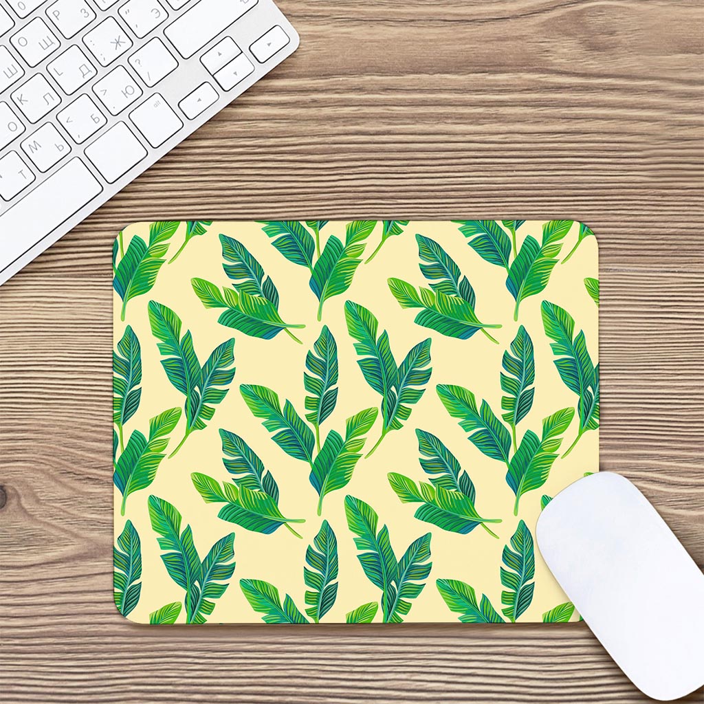 Tropical Banana Palm Leaf Pattern Print Mouse Pad