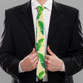 Tropical Banana Palm Leaf Pattern Print Necktie