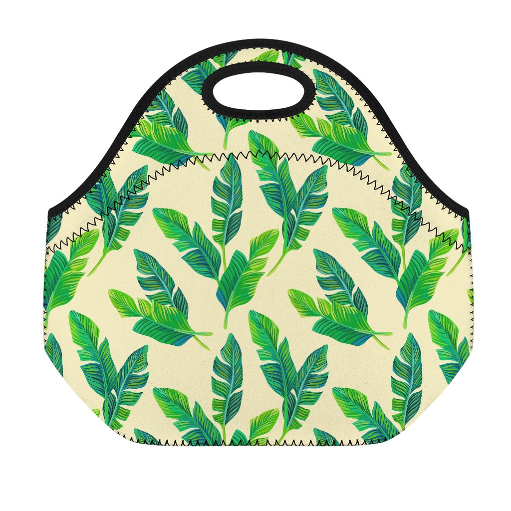 Tropical Banana Palm Leaf Pattern Print Neoprene Lunch Bag