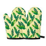 Tropical Banana Palm Leaf Pattern Print Oven Mitts