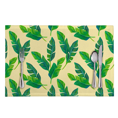 Tropical Banana Palm Leaf Pattern Print Placemat