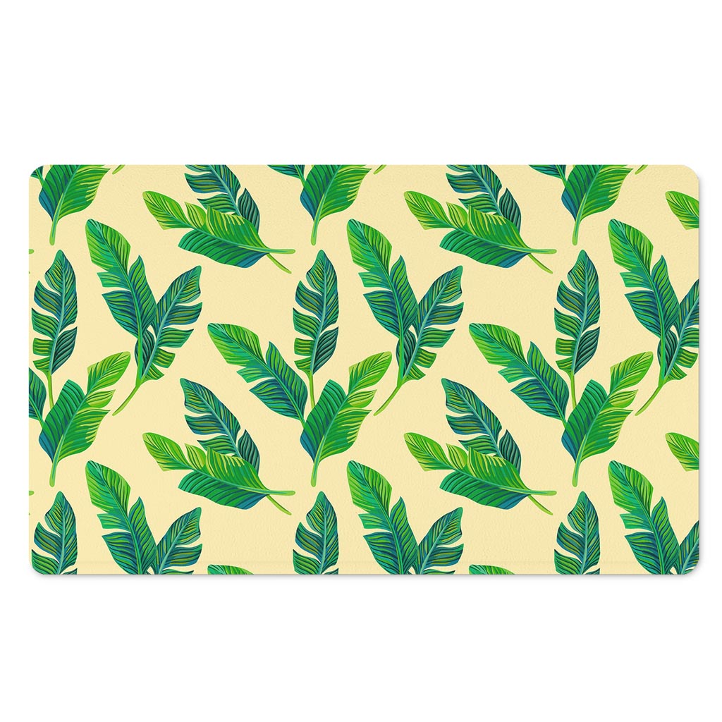 Tropical Banana Palm Leaf Pattern Print Polyester Doormat