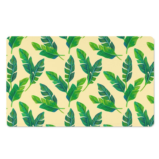 Tropical Banana Palm Leaf Pattern Print Polyester Doormat