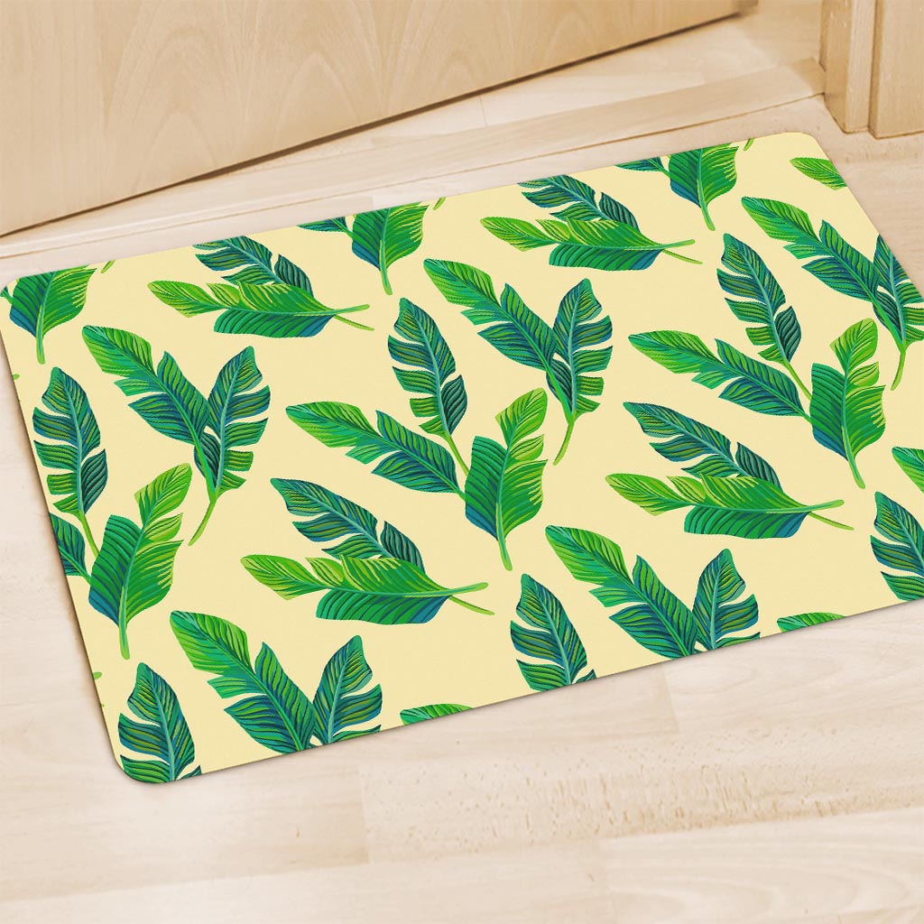 Tropical Banana Palm Leaf Pattern Print Polyester Doormat