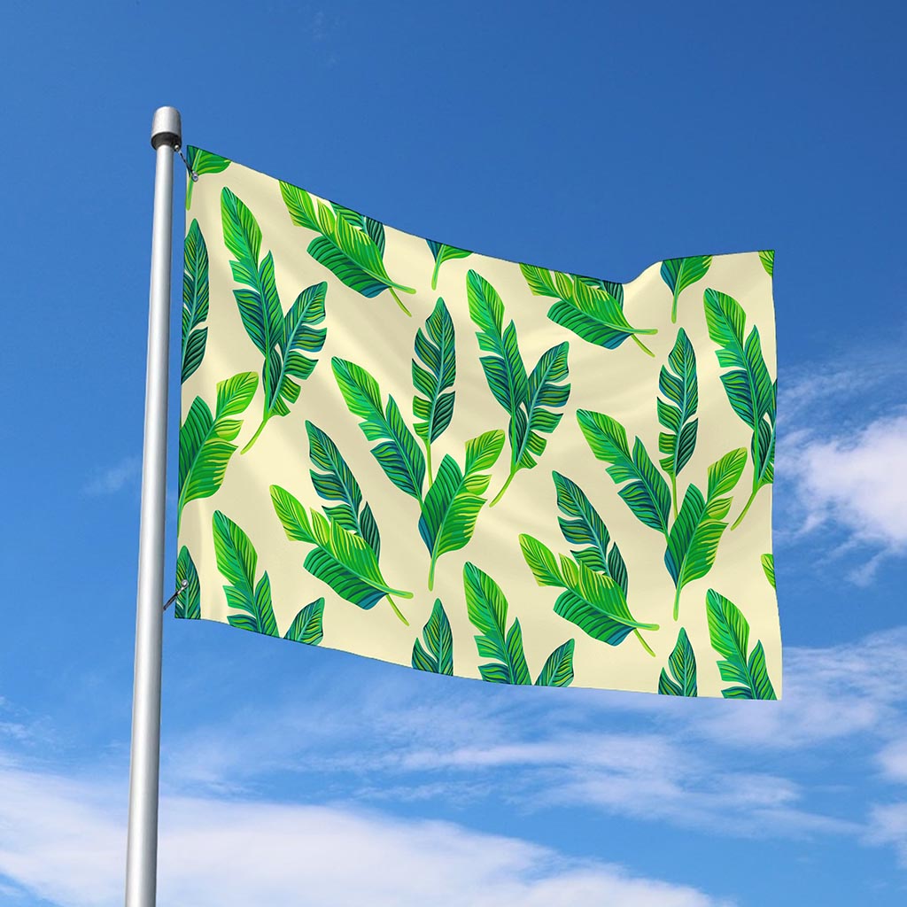 Tropical Banana Palm Leaf Pattern Print Polyester Flag