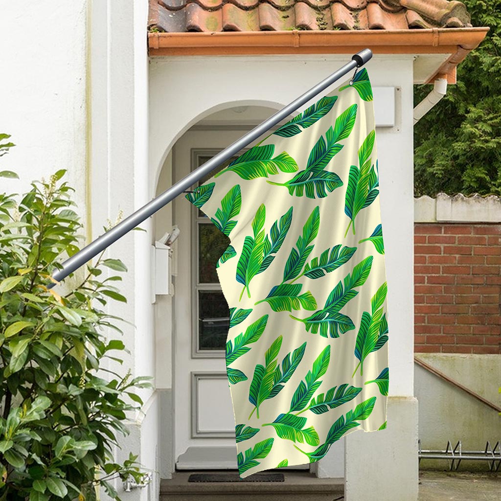 Tropical Banana Palm Leaf Pattern Print Polyester Flag