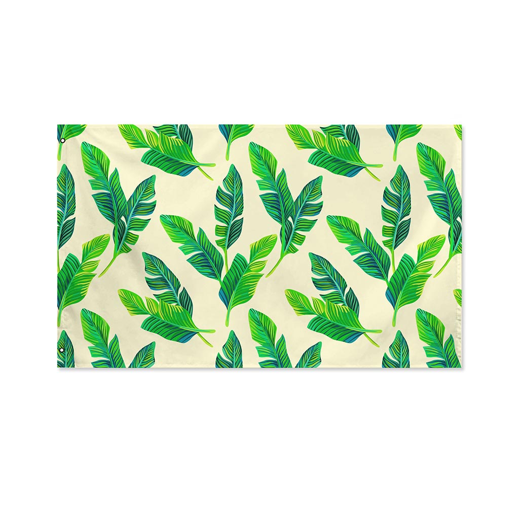Tropical Banana Palm Leaf Pattern Print Polyester Flag