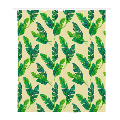 Tropical Banana Palm Leaf Pattern Print Polyester Shower Curtain