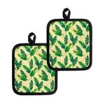 Tropical Banana Palm Leaf Pattern Print Pot Holders