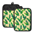 Tropical Banana Palm Leaf Pattern Print Pot Holders With Pocket