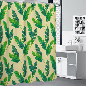 Tropical Banana Palm Leaf Pattern Print Premium Shower Curtain