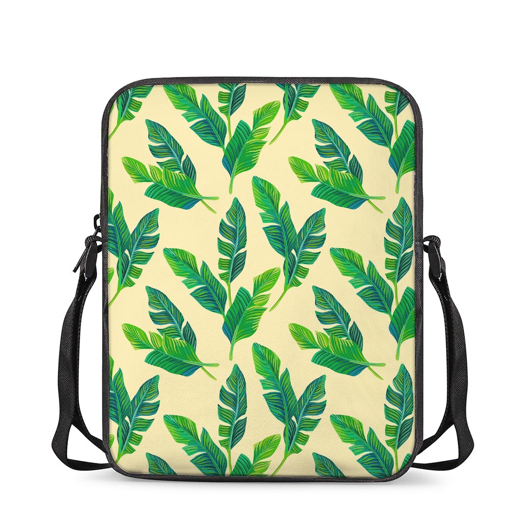 Tropical Banana Palm Leaf Pattern Print Rectangular Crossbody Bag