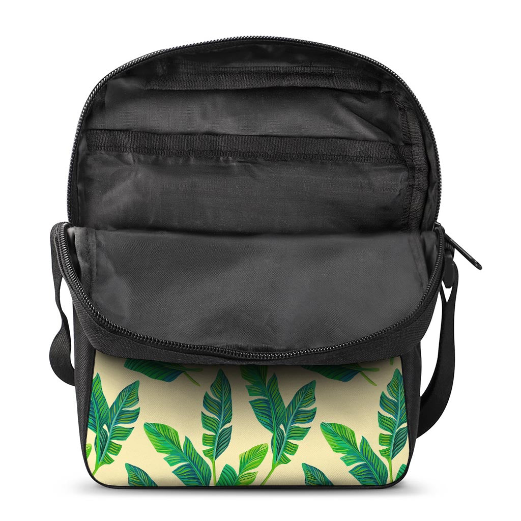 Tropical Banana Palm Leaf Pattern Print Rectangular Crossbody Bag