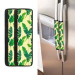 Tropical Banana Palm Leaf Pattern Print Refrigerator Handle Covers