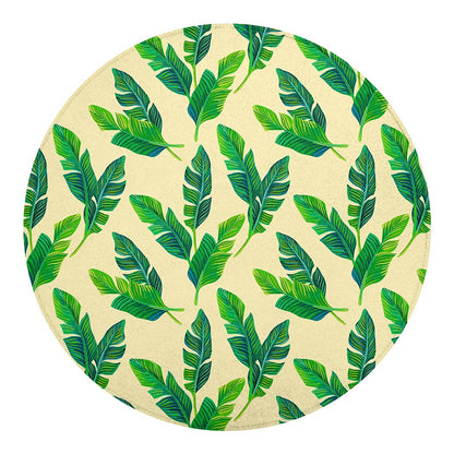 Tropical Banana Palm Leaf Pattern Print Round Blanket