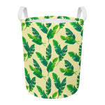 Tropical Banana Palm Leaf Pattern Print Round Laundry Basket