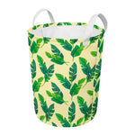 Tropical Banana Palm Leaf Pattern Print Round Laundry Basket