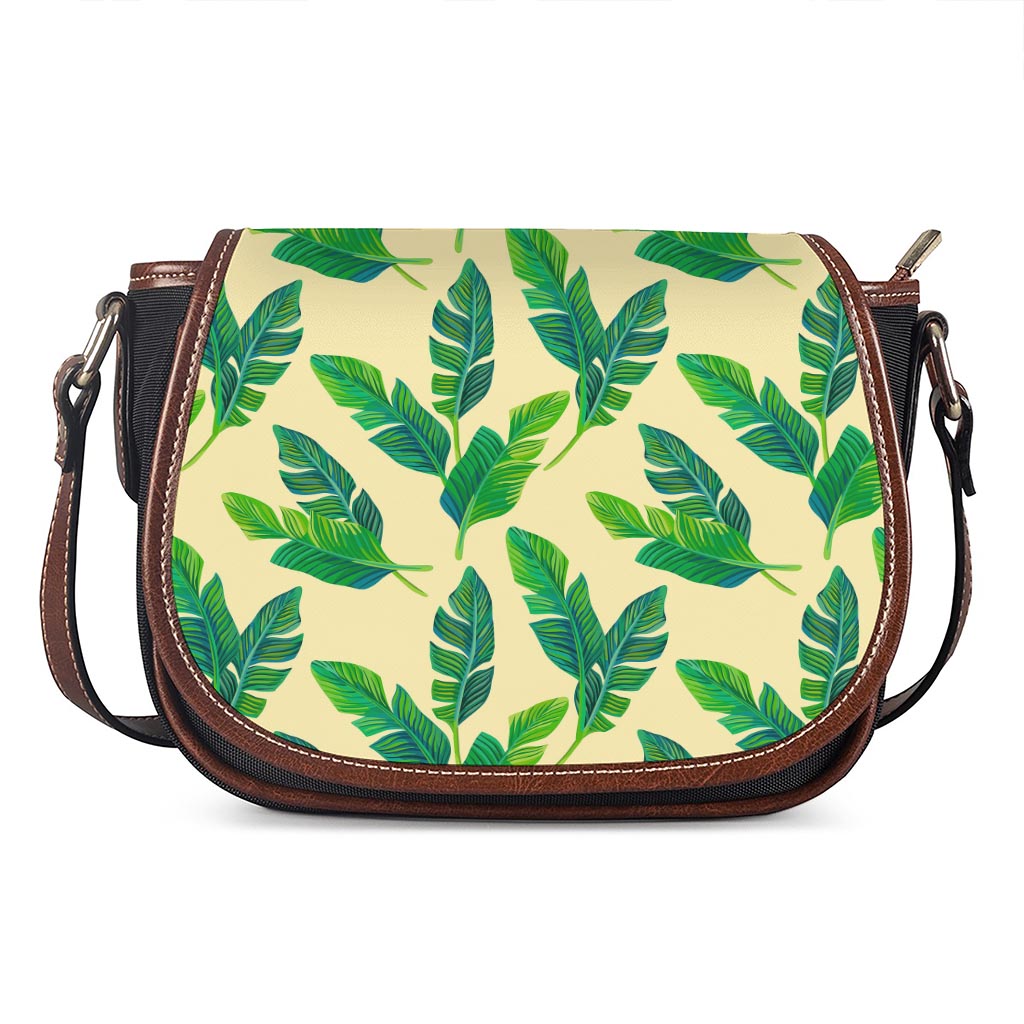 Tropical Banana Palm Leaf Pattern Print Saddle Bag