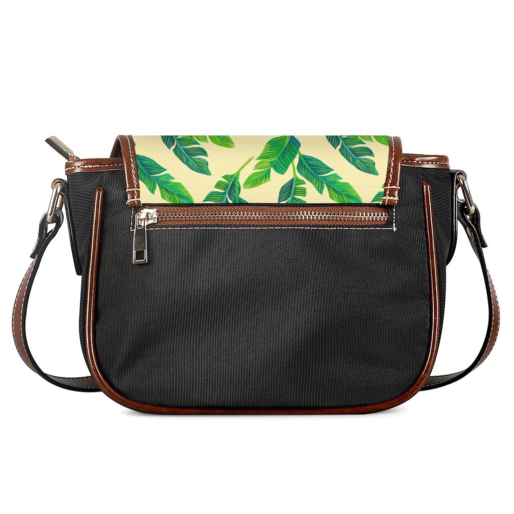 Tropical Banana Palm Leaf Pattern Print Saddle Bag