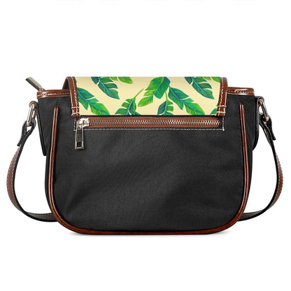 Tropical Banana Palm Leaf Pattern Print Saddle Bag