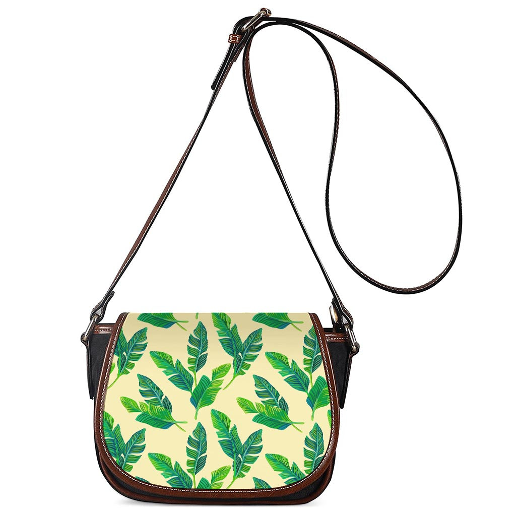 Tropical Banana Palm Leaf Pattern Print Saddle Bag