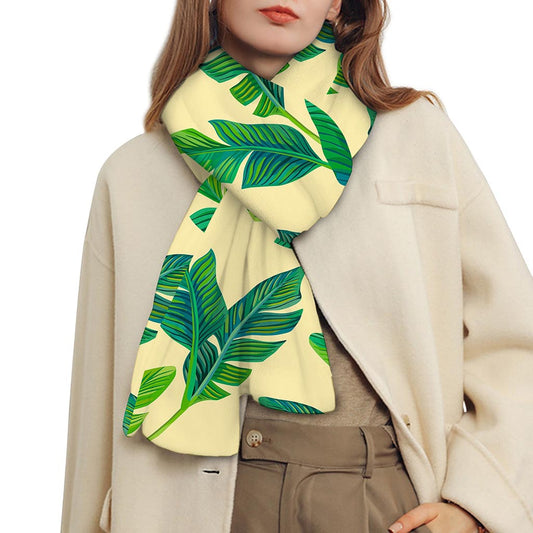 Tropical Banana Palm Leaf Pattern Print Scarf