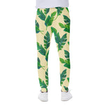 Tropical Banana Palm Leaf Pattern Print Scuba Joggers