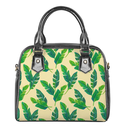 Tropical Banana Palm Leaf Pattern Print Shoulder Handbag