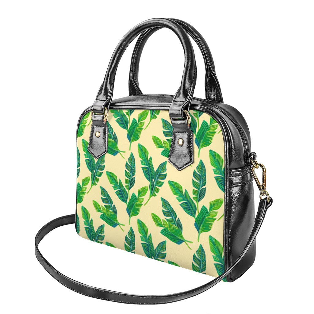 Tropical Banana Palm Leaf Pattern Print Shoulder Handbag