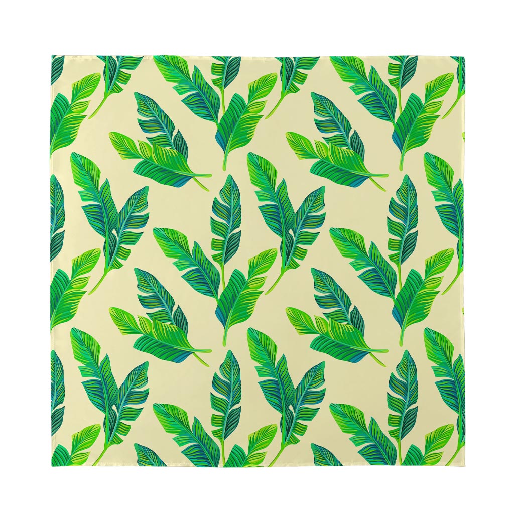 Tropical Banana Palm Leaf Pattern Print Silk Bandana