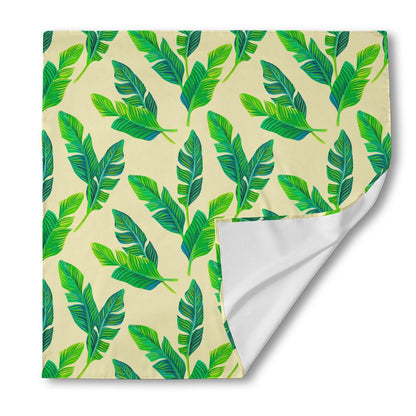 Tropical Banana Palm Leaf Pattern Print Silk Bandana