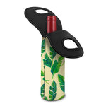 Tropical Banana Palm Leaf Pattern Print Single Neoprene Wine Tote