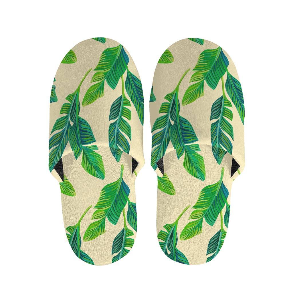 Tropical Banana Palm Leaf Pattern Print Slippers