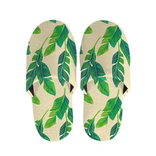 Tropical Banana Palm Leaf Pattern Print Slippers