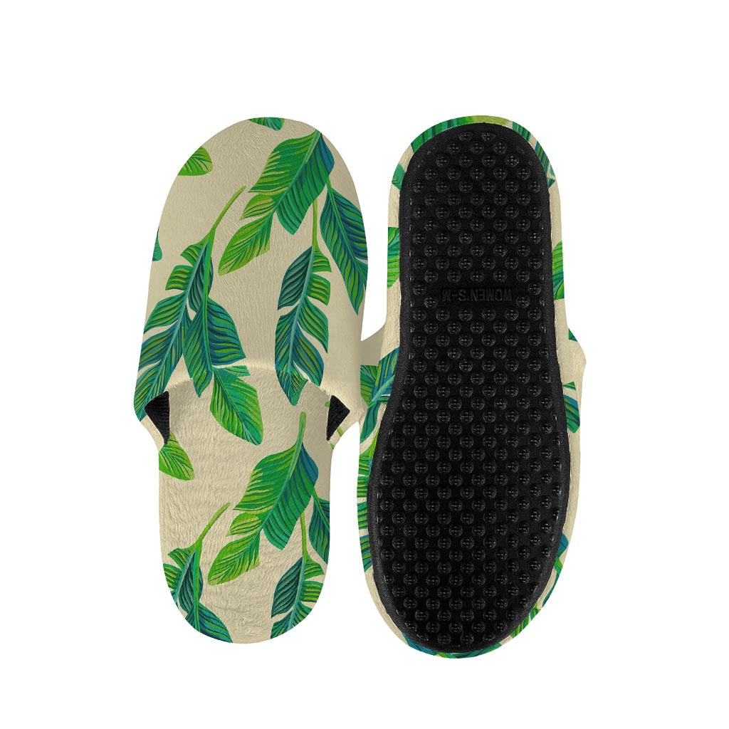 Tropical Banana Palm Leaf Pattern Print Slippers