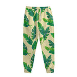 Tropical Banana Palm Leaf Pattern Print Sweatpants