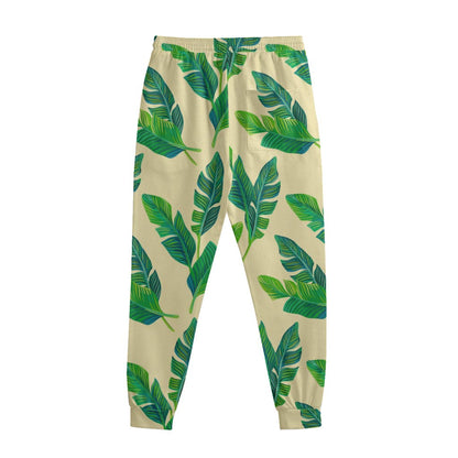 Tropical Banana Palm Leaf Pattern Print Sweatpants