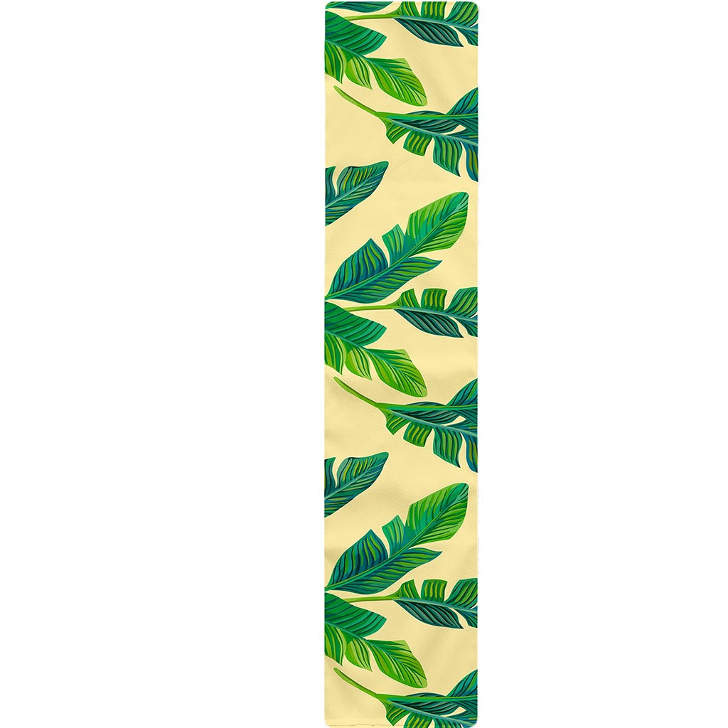 Tropical Banana Palm Leaf Pattern Print Table Runner