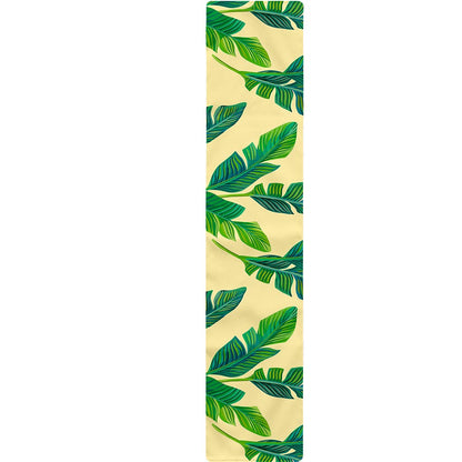 Tropical Banana Palm Leaf Pattern Print Table Runner