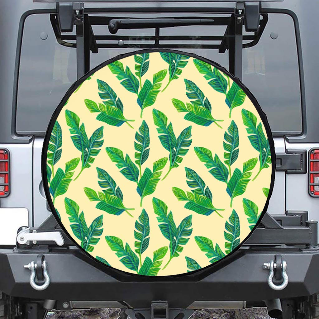 Tropical Banana Palm Leaf Pattern Print Tire Cover